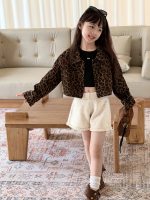 【100-150】ショートパンツ 韓国風 ニット ゆったり 無地 女の子 - 画像 (5)
