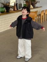 【90-160】ベストor長袖Tシャツorカーゴパンツ 男の子 韓国風 ボーダー柄 - 画像 (4)