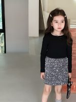 【90-150】カットソー 女の子 ガーリー リボン ストレッチ素材
