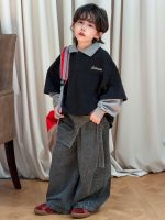 【100-150】Tシャツ 折り襟 配色 フェイク 切り替え ゆったり 男の子 - 画像 (3)