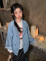【100-160】アウター 女の子 デニム ゆったり 折り襟 - 画像 (2)