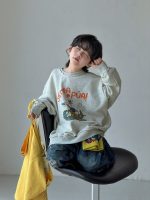 【100-150】パーカー プリント ラウンドネック 長袖 男の子 - 画像 (6)