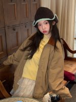【100-160】アウター 女の子 折り襟 ファスナー カジュアル - 画像 (4)