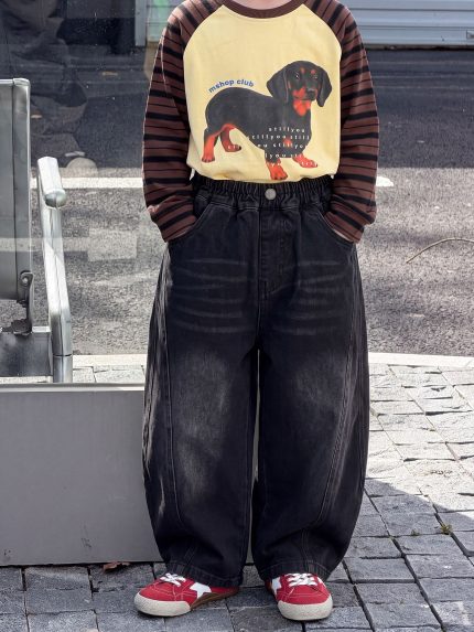 【90-160cm】ズボン デニム 無地 合わせやすい ゆったり 男の子