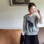【100-170】ベスト 女の子 ネコ ジャカード かわいい - 画像 (7)