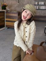 【100-170】カーディガン 女の子 ニット 透かし 折り襟 - 画像 (4)