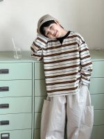【90-160】Tシャツ ラウンドネック 長袖 ストライブ 配色 男の子 - 画像 (3)
