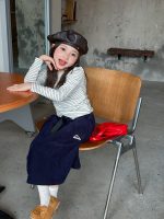 【100-170】トップス 女の子 フード付き ボーダー柄 カジュアル - 画像 (3)