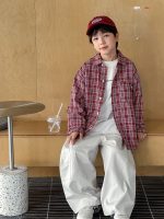 【90-160】シャツ 男の子 チェック 着せやすい 韓国風 - 画像 (3)