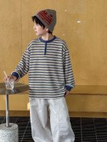 【73-110】Tシャツ ラウンドネック 長袖 ファスナー ストライブ 男の子 - 画像 (5)