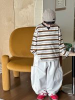 【90-160】Tシャツ ラウンドネック 長袖 ストライブ 配色 男の子 - 画像 (5)