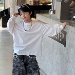 【90-160】長袖Tシャツ 男の子 ストリート 無地 カジュアル