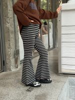 【100-170】フレアパンツ 女の子 ボーダー柄 スリムフィット 動きやすい - 画像 (3)