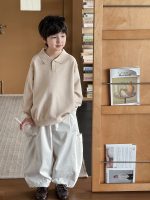 【90-160】セーター 折り襟 ニット 無地 柔らか 韓国風 男の子 - 画像 (3)