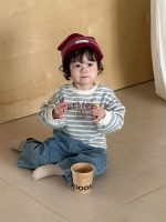 【73-110】パーカー ラウンドネック ストライブ プリント 男の子 - 画像 (6)