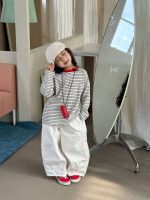 【90-140】長袖Tシャツ キッズ ボーダー柄 カジュアル 着せやすい - 画像 (9)