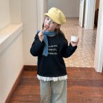 【100-170】長袖Ｔシャツ 女の子 レイヤード 英字 ゆったり - 画像 (8)