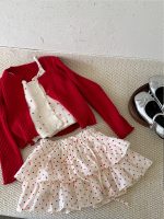 【100-150】二点セット カーディガン キャミソール ニット ドット柄 女の子 - 画像 (6)