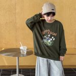 【90-160】パーカー プリント ラウンドネック 長袖 ゆったり 男の子 - 画像 (4)