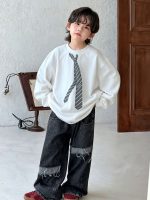 【100-150】Tシャツ ラウンドネック プリント 長袖 男の子