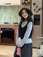 【110-160】ニットベスト インナー 女の子 トレンド レイヤード - 画像 (3)