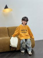 【100-150】Tシャツ プリント ラウンドネック 長袖 カジュアル 男の子 - 画像 (5)