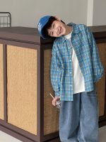 【90-160】シャツ 男の子 チェック 韓国風 着せやすい - 画像 (3)