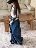 【100-150】ズボン デニム ストレート ゆったり シンプル - 画像 (5)