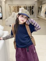 【100-170】長袖Tシャツ 女の子 レイヤード ボーダー柄 切り替え - 画像 (4)