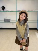 【100-170】ベスト 女の子 ニット シンプル 暖かい - 画像 (5)