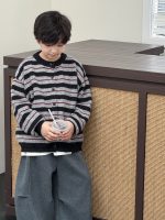 【90-160】カーディガン ラウンドネック 長袖 ニット ストライプ 男の子 - 画像 (6)