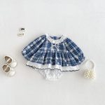 【66-90】ロンパース ベビー レース フリル襟 フラワー刺繍