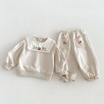 【80-130】セットアップ 女の子 刺繍 スクエアネック - 画像 (4)