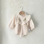 【66-90】ロンパース ベビー 花柄 刺繍 レトロ - 画像 (7)