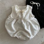 【66-90】ロンパース ベビー リボン付き ノースリーブ - 画像 (8)