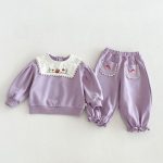 【80-130】セットアップ 女の子 刺繍 スクエアネック - 画像 (5)