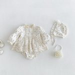 【66-90】ロンパース ベビー パフスリーブ 花柄 - 画像 (3)