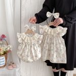 【66-130】ロンパースorワンピース ベビー 姉妹服 フラワー柄 - 画像 (15)