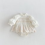 【66-90】ロンパース ベビー パフスリーブ 花柄 - 画像 (3)