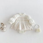 【66-90】ロンパース ベビー パフスリーブ 花柄