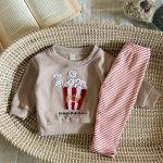 【66-100】セットアップ ベビー 刺繍 ボーダー トレーナー レギンス - 画像 (4)