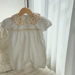 【66-100】半袖 ロンパース ベビー 花柄 丸襟 スウィート - 画像 (6)
