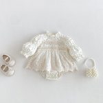 【66-90】ロンパース ベビー パフスリーブ 花柄 - 画像 (2)