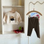 【66-100】セットアップ ベビー 刺繍 ボーダー トレーナー レギンス - 画像 (6)