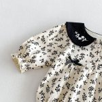 【66-90】ロンパース ベビー リボン付き レトロ 花柄 - 画像 (9)