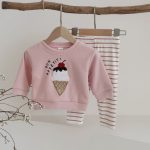 【73-100】セットアップ ベビー アイスクリーム 刺繍 シンプル - 画像 (4)