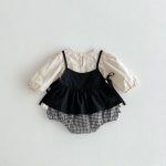 【66-120】ロンパースorワンピース ベビー キャミ格子柄 - 画像 (4)