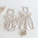 【66-130】ロンパースorワンピース ベビー 姉妹服 フラワー柄 - 画像 (5)