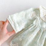 【66-90】ロンパース ベビー グリーン 花刺繡 - 画像 (12)