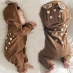【66-90】ロンパース ベビー 鹿の子デザイン ジップアップ 2色選べる - 画像 (3)